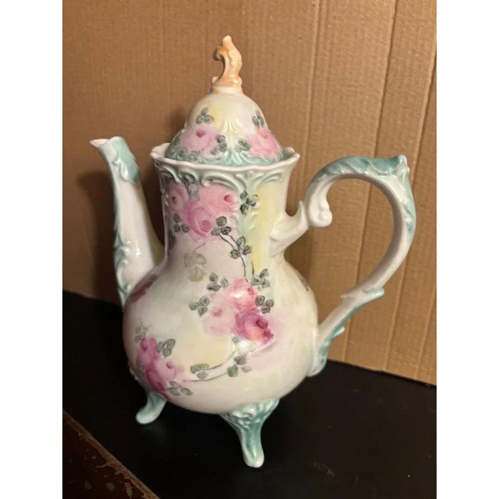 1984 Vintage Hand Painted Teapot With Lid Porcelain